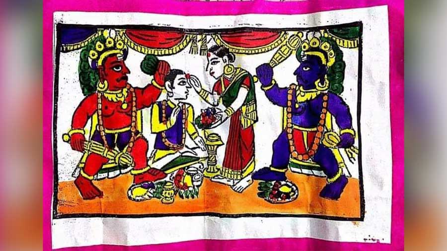 A traditional Newari painting showing Kija Puja