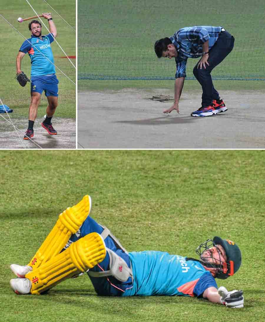 Team Australia was also at the Eden Gardens on Wednesday evening for a final practice session before Thursday's face-off with South Africa