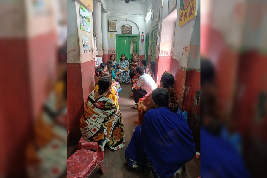 File picture of parents attend a meeting organised by NGO Calcutta Rescue
