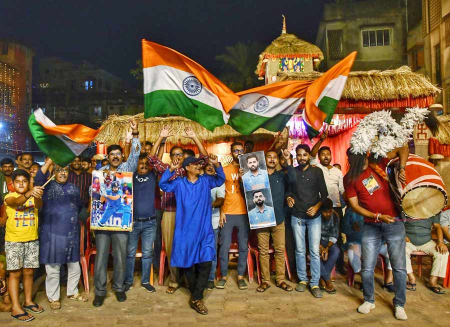 Dhak beats and whoops of joy followed India’s victory over New Zealand