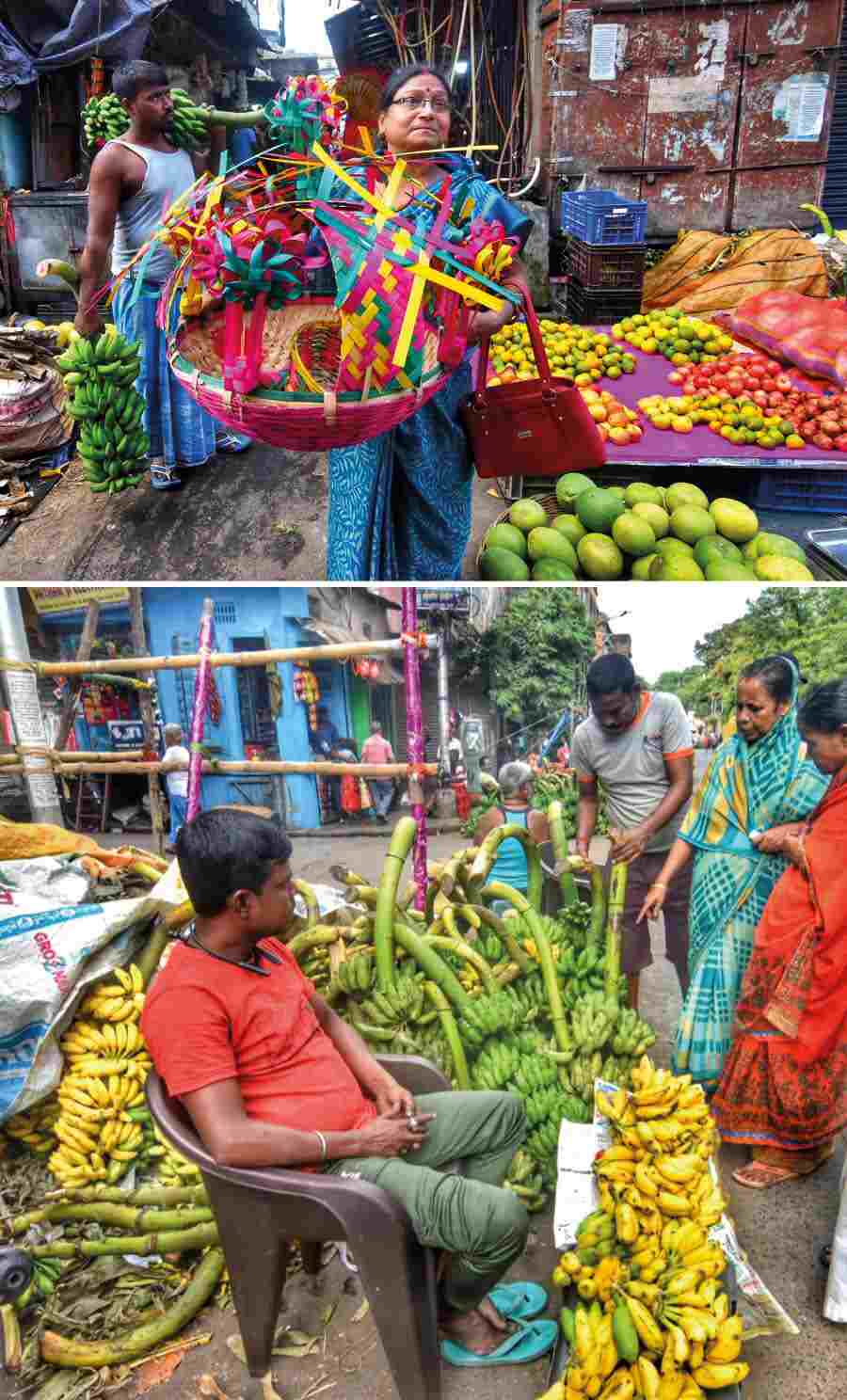 People shopping for Chhath Puja at Nutan Bazar in north Kolkata  