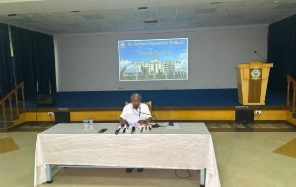 Dr John Felix Raj, Vice Chancellor of St Xavier's University, Kolkata at a press conference on Friday