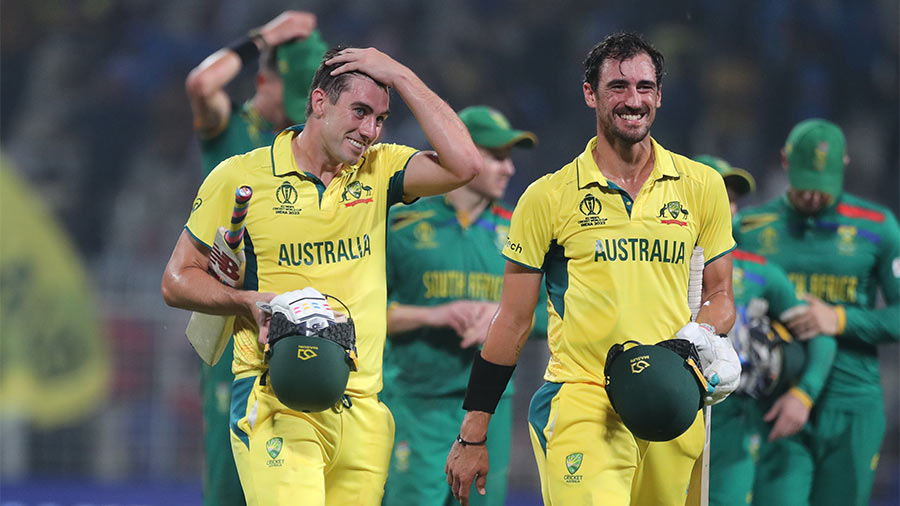 Pat Cummins and Mitchell Starc showed admirable composure to see Australia over the line against South Africa in the second semi-final of the World Cup at the Eden Gardens