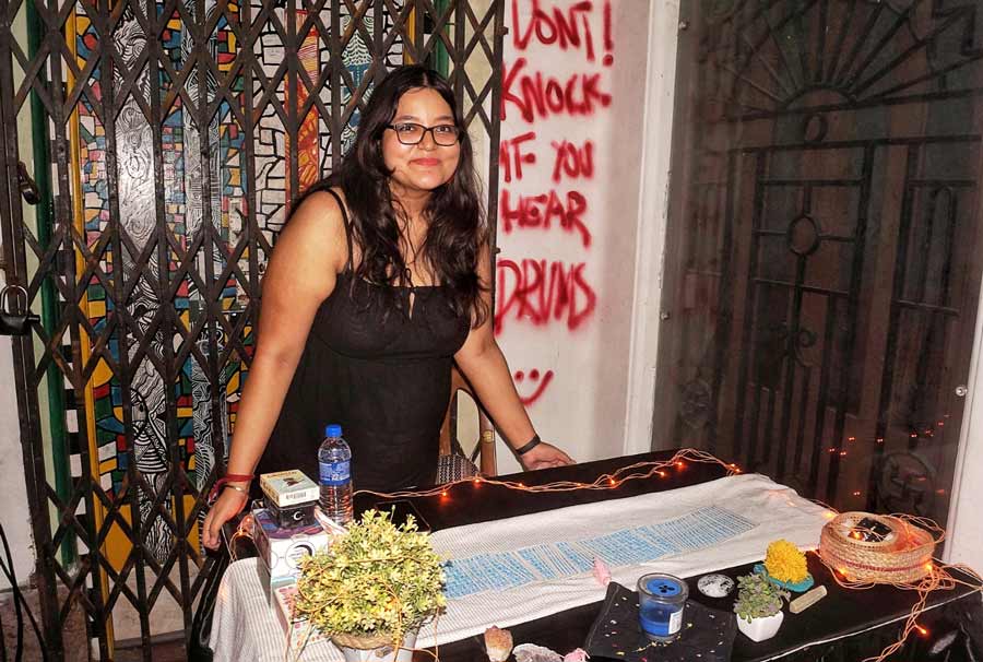 Tarot Card reader Arundhati Chakraborty took a cosy corner at the pop-up, all set to answer questions of her visitors