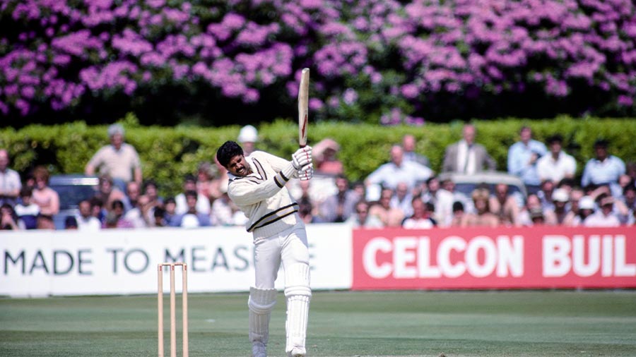 Kapil Dev en route to his iconic knock of 175 not out against Zimbabwe at the 1983 World Cup