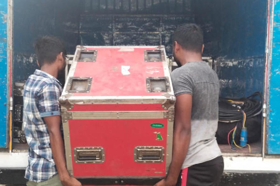 LED screens being loaded in Tollygunge for delivery on Saturday