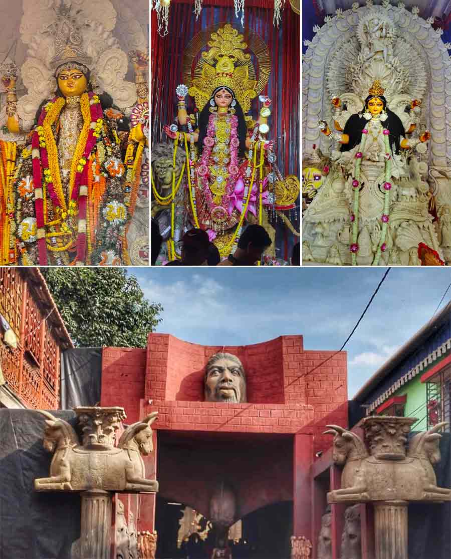 Glimpses of Jagaddhatri Puja pandals and idols from Chandernagore 