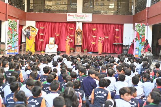 The Children's Day celebration at Techno India Group Public School, Jalpaiguri, was a heartwarming blend of fun, learning, and appreciation. Donning colorful costumes and infectious smiles, the teachers took the stage to create an atmosphere of joy and laughter