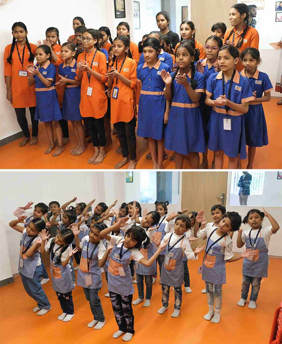Three groups of kids from Ek Tara and Techno India School came to record their voices for Polocorp’s new projects. While the first group of five-year-olds recited well-known rhymes, the second group sang retro Hindi songs. The last group, who call themselves Kids On The Rock, was from Techno India School and had harmonies and beatboxers who were on a different level  
