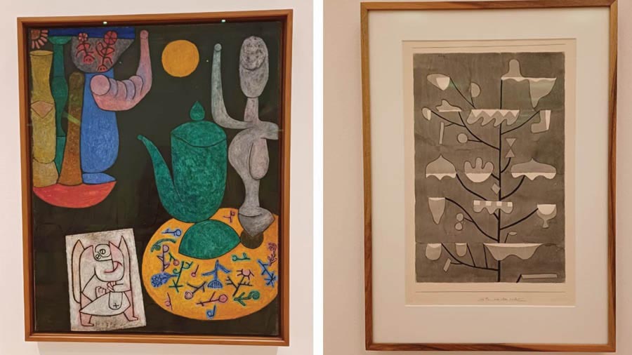 (L) Ohne Titel (letztes Stillleben ) or Untitled (last still life), 1940; (R) was alles wächst!, or How Everything Grows!, 1932, Paul Klee