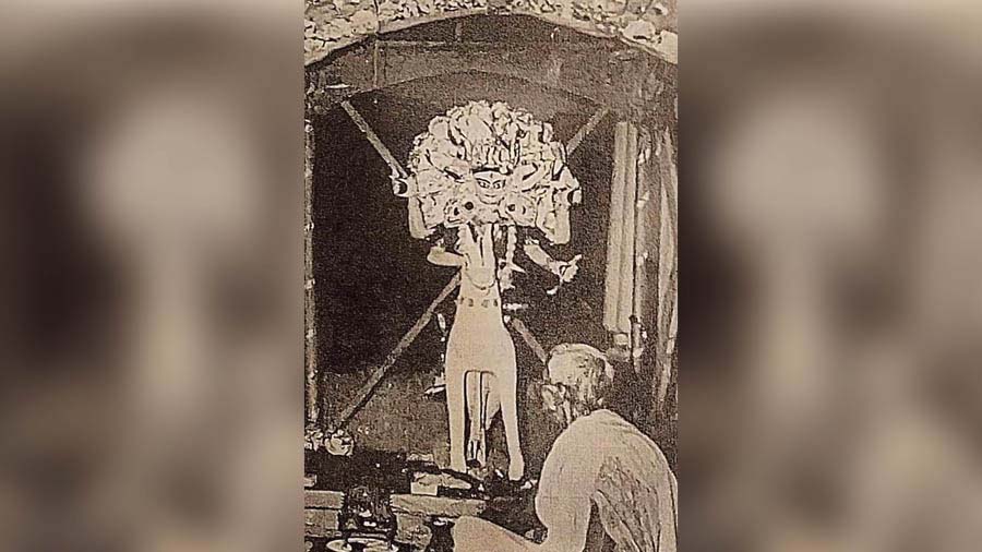 The Jagaddhatri idol of Krishnanagar royal family in 1880 