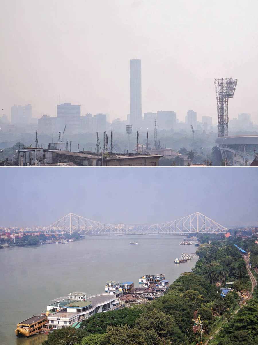 Smog over Maidan and Howrah on Wednesday  
