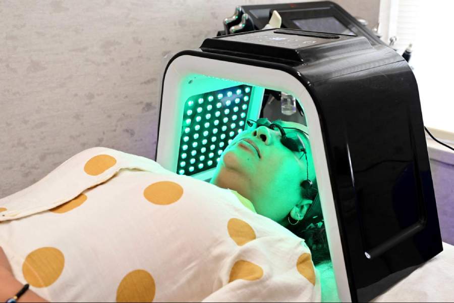 The popular Hydra Facial which involves three steps to beautiful skin like massaging, moisturising and LED light switch, which helps building collagen in the skin, all done by the machine.
