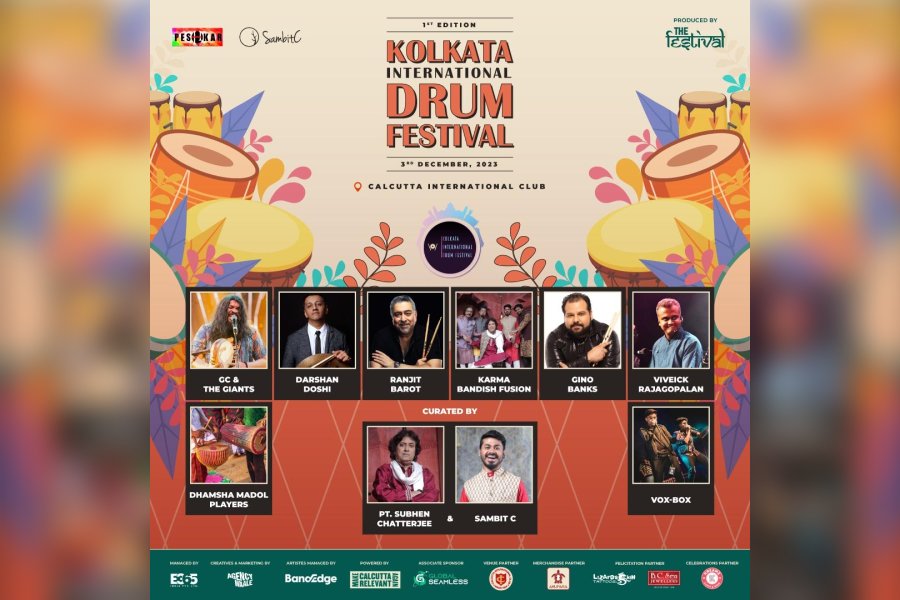 A poster of the first Kolkata International Drum Festival