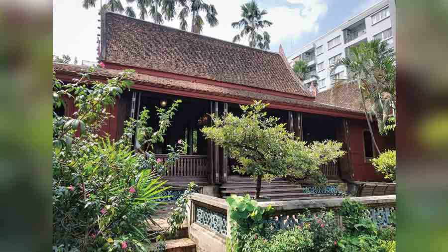 One of the traditional Thai wooden houses inside the Jim Thompson House Museum