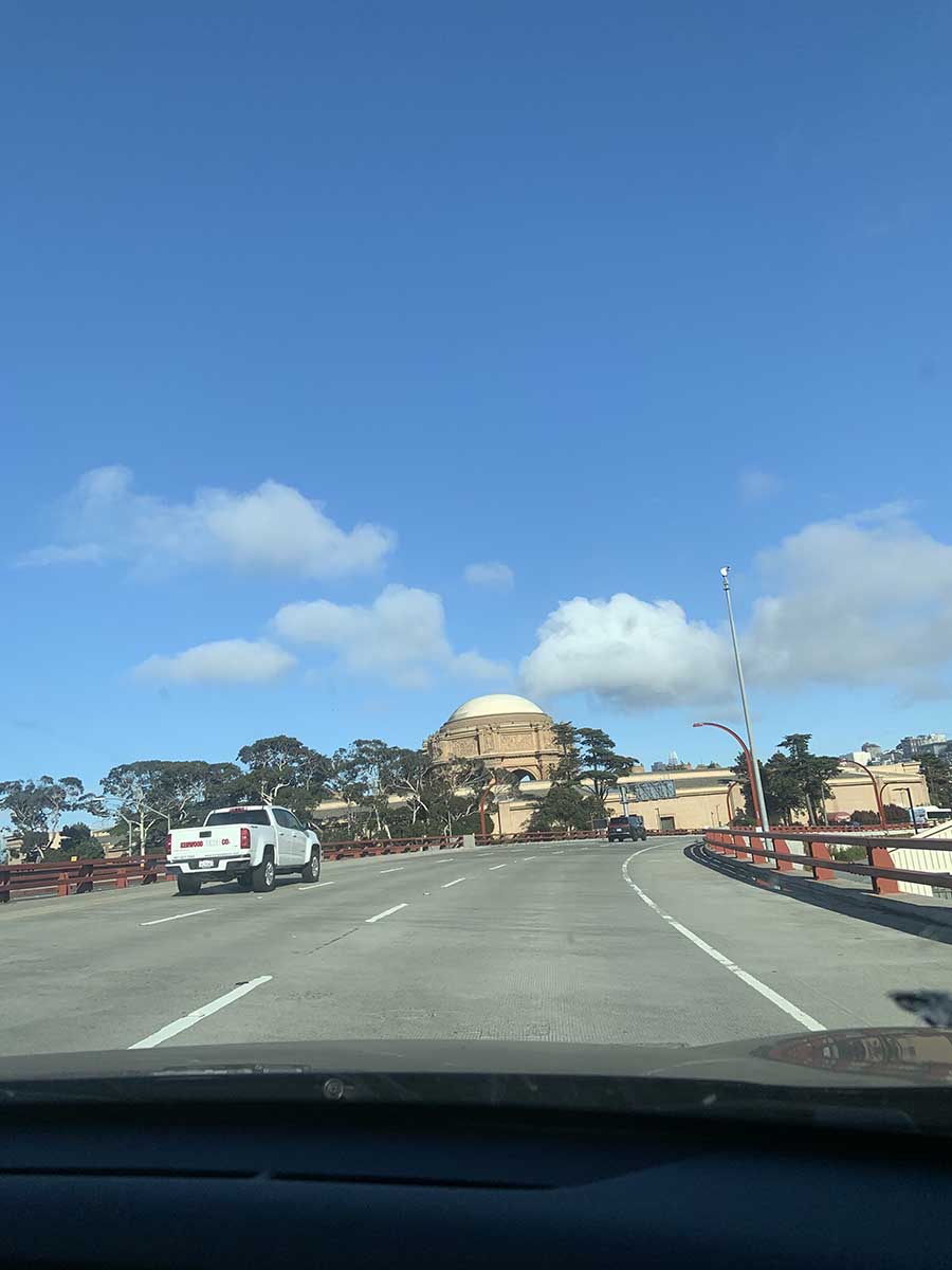 On the way back from the Golden Gate Bridge, I asked Anupam, "What's the building with the Humayan Tomb-like dome right ahead?"  "That's no Humayun Tomb! It's the Palace of Fine Arts. And guess what its claim to fame is? The song 'Chunari Chunari' was shot here,” he said. “I hate that song,” I said. “Let’s go check it out. It’s quite nice,” he grinned