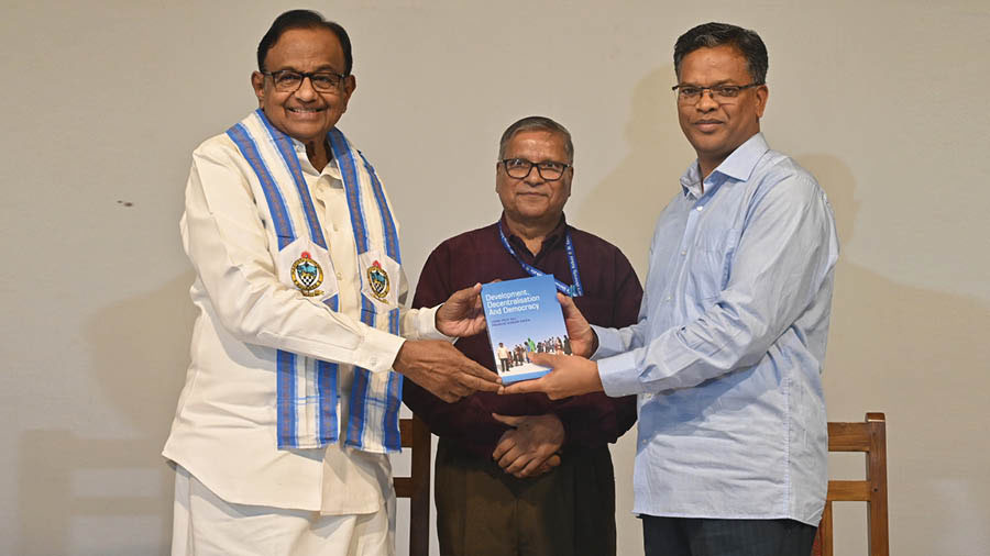 The first copy of the book was presented to (right) Reverend Dr James Arjen Tete, S.J, chancellor of SKU. “The road to development and democracy is bumpy and full of potholes, which leads to the car moving slowly and halting. The drivers are hesitant and reluctant, leading to where we are today. In the book, we analytically review the past and suggest corrective measures to be applied,” said Datta
