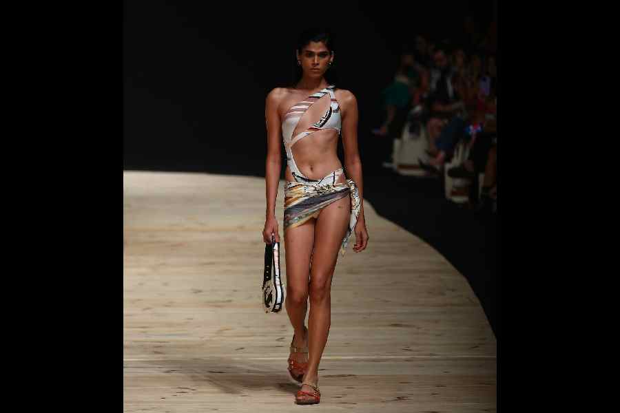 The collection packed in a range of holiday essentialsA model in Shivan & Narresh at Lakme Fashion Week in partnership with FDCI, in DelhiCaption