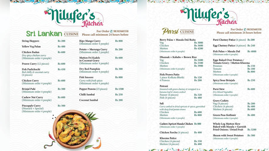 Parsi and Sri Lankan menus from Nilufer’s Kitchen