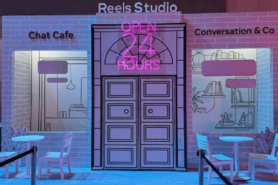 A Meta-inspired creative corner at Conversations 2023, organised by Meta, in Mumbai