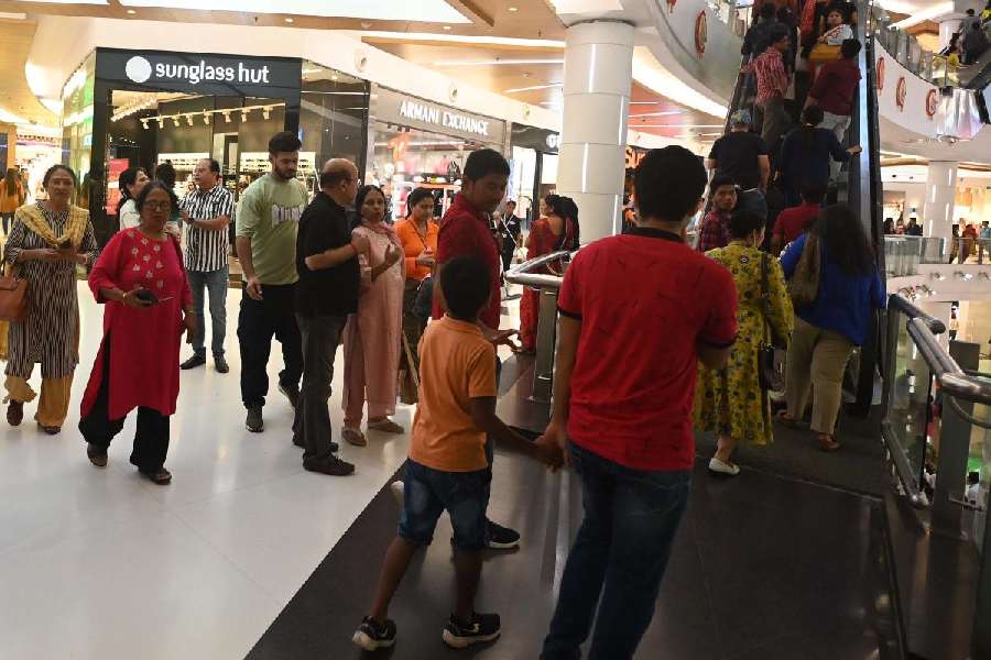 Visitors to South City mall on Sunday afternoon