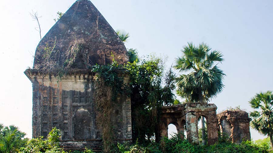 The structure of the original Kiriteswari temple stands in ruins 