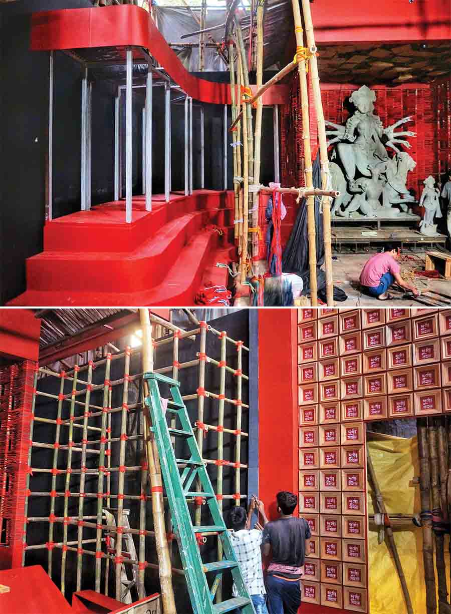 Samaj Sebi Sangha on Lake Road will be holding its Durga for the 78th year. Though the theme has been kept a closely guarded secret, the Puja will put up anti-ragging posters, kiosks and audio-visual presentations showing the harmful effects of ragging in the backdrop of the Jadavpur University hostel incident. The posters would also send the message that the identity of the complainant will remain undisclosed 