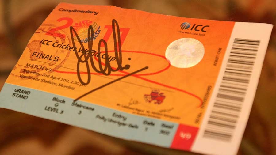 Cricket fans need their fair share of luck to land up with tickets to World Cup games this year, let alone ones signed by legends like Mahendra Singh Dhoni