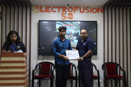Special Appreciation Award for Rudranil Pal , who participated in Model Display and attracted everyone with an amazing model he prepared (Robotization lab).