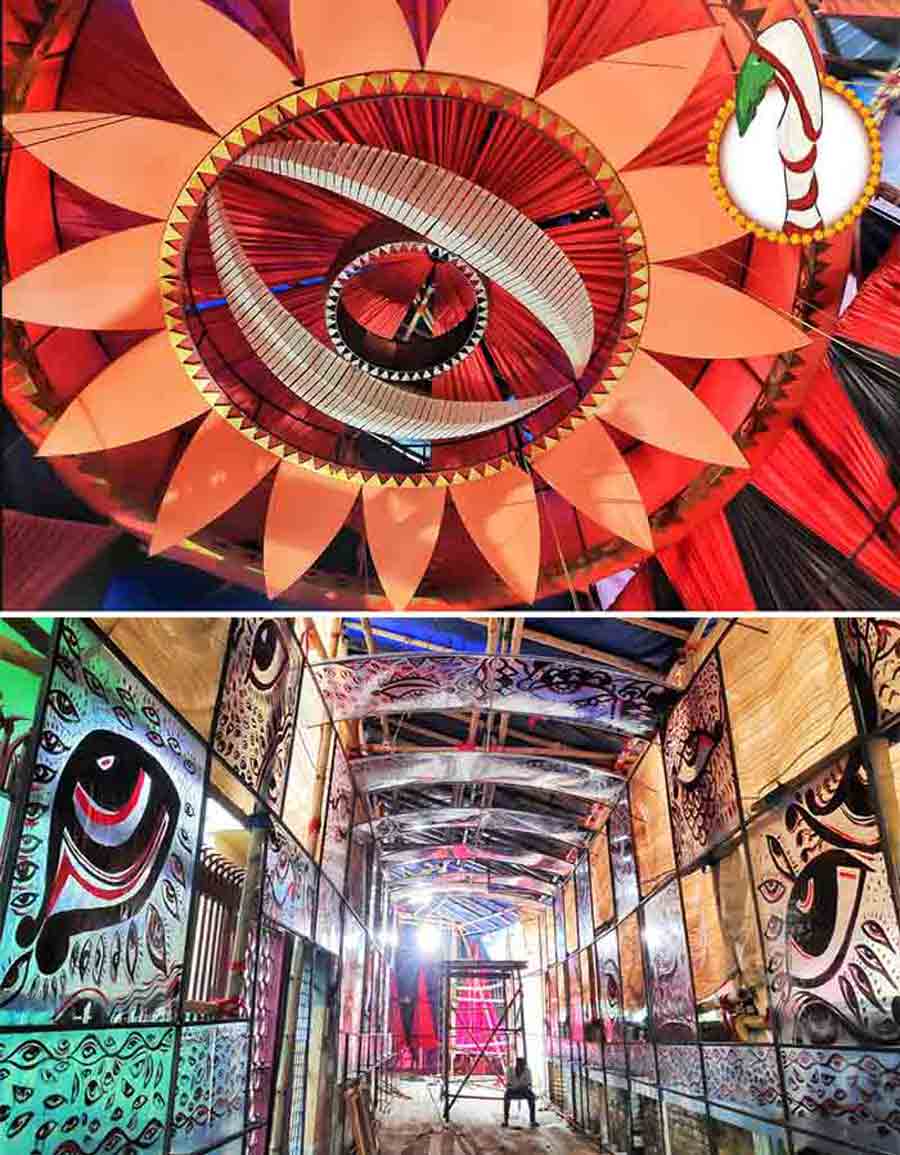 The theme for Selimpore Pally Durga Puja this year is ‘Anandadrishti’. Fantastic decorations of lights would portray gigantic eyes, right from the side panels to the ceilings.  