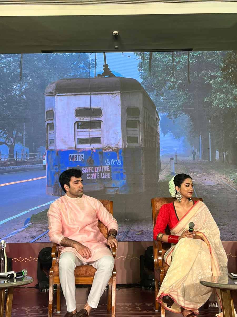 At the inaugural event graced by actors Abir Chatterjee and Sohini Sarkar (in picture), WBTC chairman Madan Mitra said: ‘WBTC has collaborated with Asian Paints who conduct Sharad Samman in Kolkata. This is a tribute to the city’s Puja spirit and the heritage of city, the tram. My best wishes go to the entire team which has given its best efforts to this Puja Special Tram’
