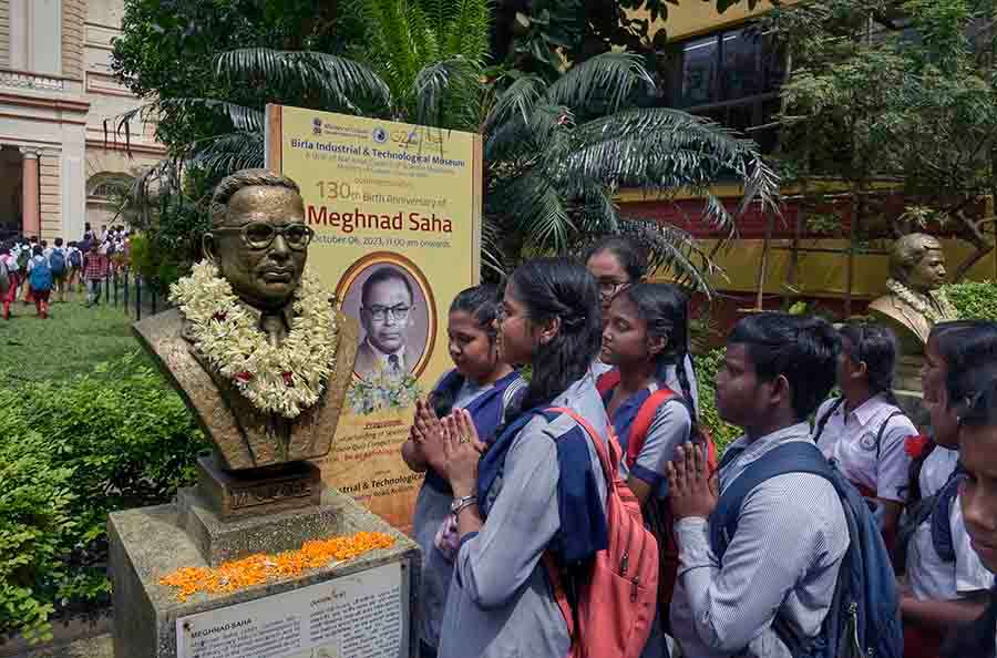Floral tributes were paid during the 130th birth anniversary of Dr Meghnad Saha at the Birla Industrial & Technological Museum (BITM), Kolkata. An open-house quiz and autobiography-writing contests were held. A documentary titled 'Harbinger of Modern Astrophysics: Professor Meghnad Saha' was screened for over 400 students   