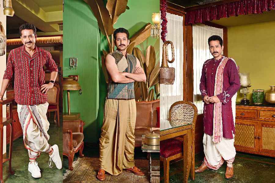 Parambrata flaunting different ways to wear dhoti and explore this Puja