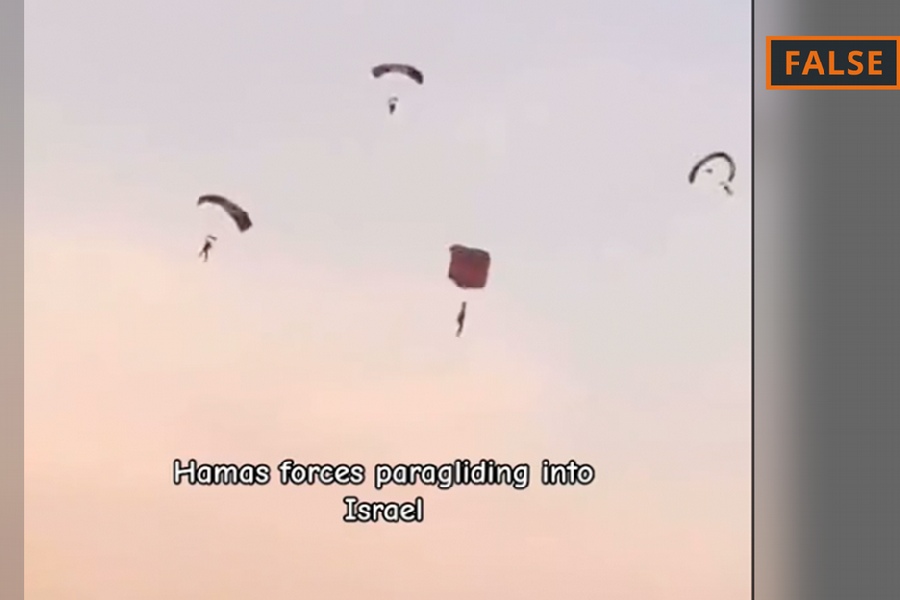 A screengrab from the video allegedly showing Palestinian paragliders