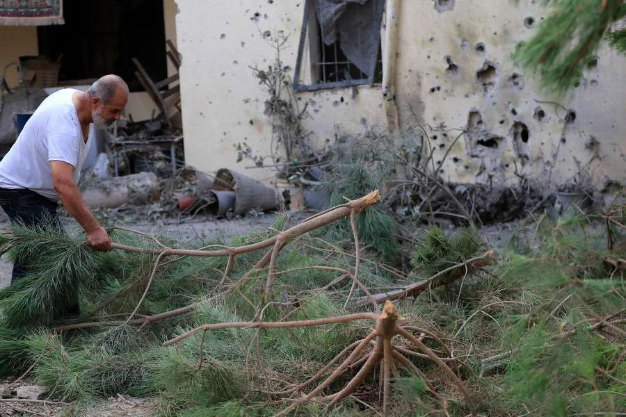 Thousands of people have fled the border region with Israel — this private house was shelled by Israeli troops on October 9