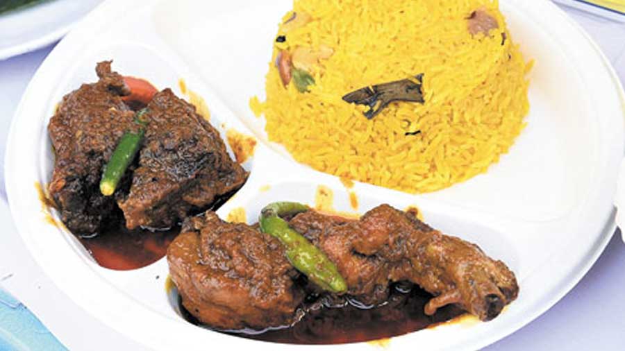 Basanti Pulao and mutton kosha – a favourite of Allan’s