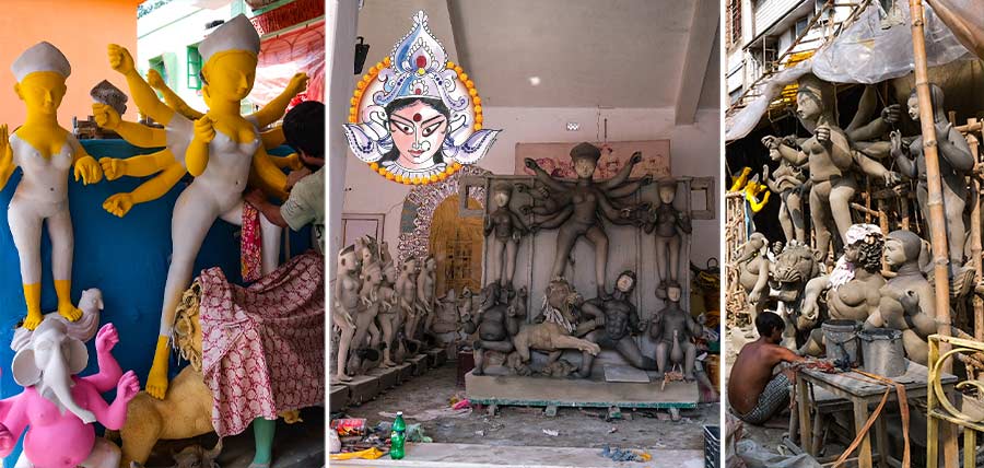 The Durga Puja at Barisha Sabarna Roychowdhury Atchala Bari, the oldest puja in Kolkata, steps into its 414th year this time, marking a meeting point of tradition and artistry. This historic celebration not only hosts the family's cherished Durga idol-making but also serves as the sacred grounds where countless Durga Ma idols come to life for ‘bonedi baris’ and club pujas