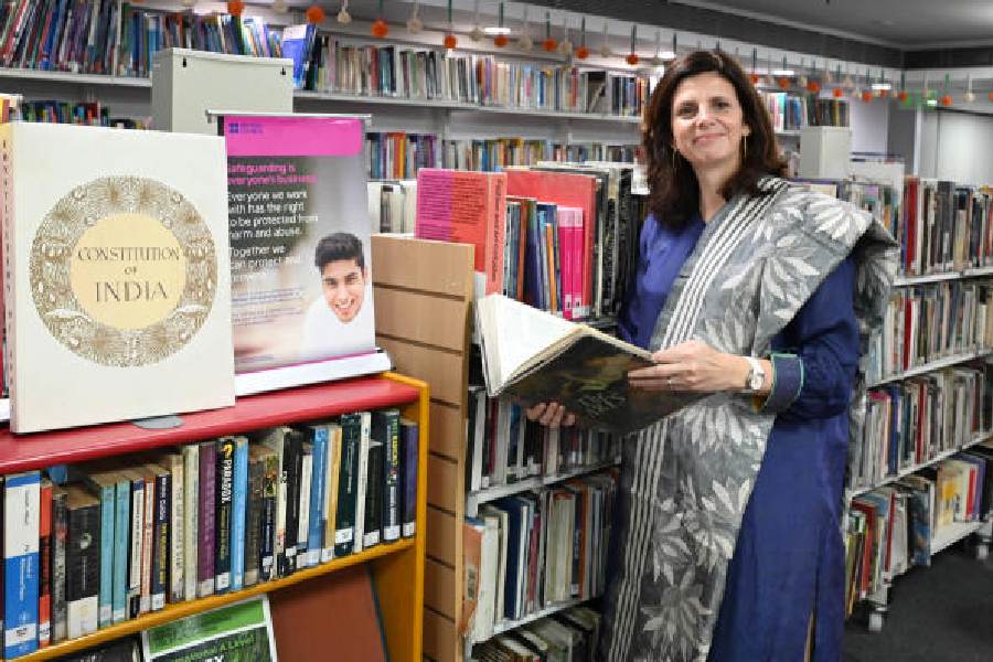 The country director of British Council, Alison Barrett, at the British Council library in Kolkata on Wednesday