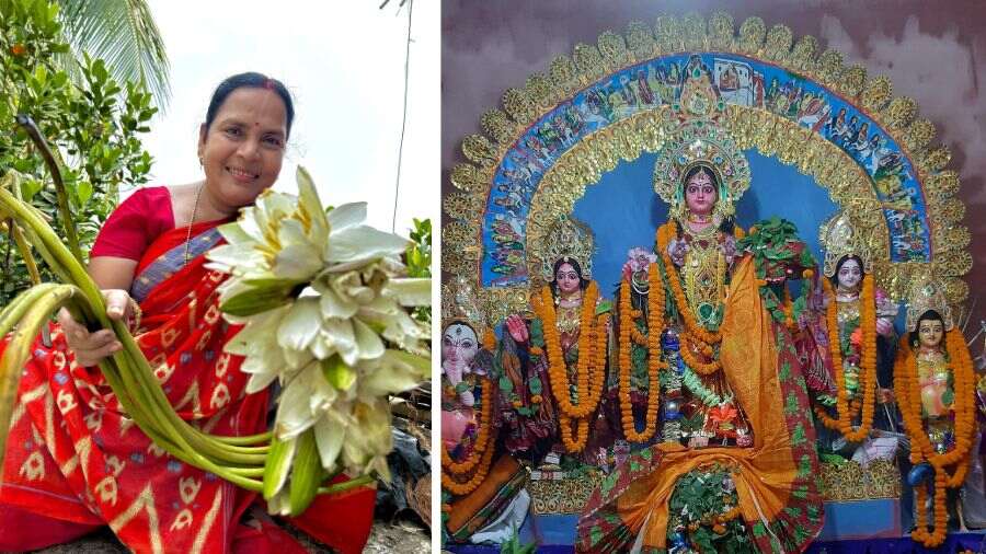 Usha Bishoyee of Oldays Kitchen usually spends Durga Puja at her (right) family home in Digha
