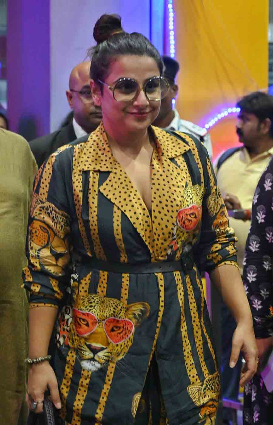 Actress Vidya Balan arrives in Kolkata on Friday evening ahead of Durga Puja celebrations in the city. The 'Neeyat' actress, who had shot extensively in Kolkata for her film 'Kahaani', is scheduled to visit some puja pandals