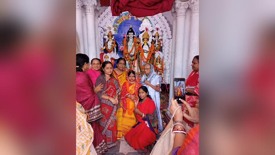 The Kumari Puja is celebrated on all four days of Durga Puja