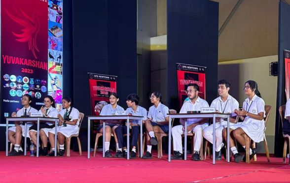 Students taking part in antakshari competition  