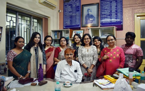 Teaching and non-teaching staff of the college with Teacher-in-charge Prof. Nabakishore Chanda
