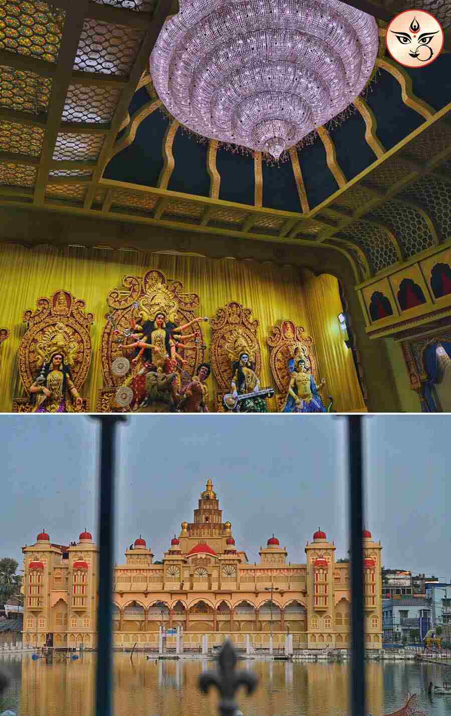 The College Square Durga Puja pandal has been built as a replica of the Mysore Palace 