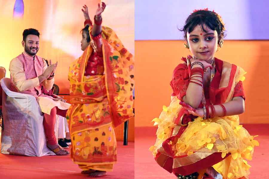(l-r) Shaheb enjoyed a performance on Bangla amar sorshe ilish by a young performer, This little girl impressed with her dance performance