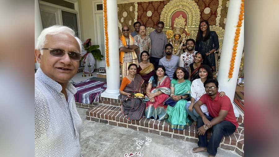 The small group who organise a Puja in their backyard in Savannah