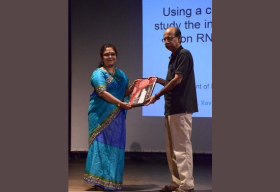 Dr. Anshuman Lahiri-being felicitated by Prof. Sudeshna Shyam Chowdhury