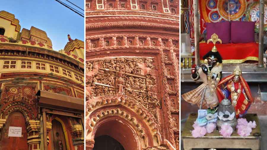 One of the most striking parts of the house is a terracotta temple that houses the family’s Gopinath (Radha-Krishna). Built in a typical Bengali architectural style, it has beautifully preserved carved terracotta panels