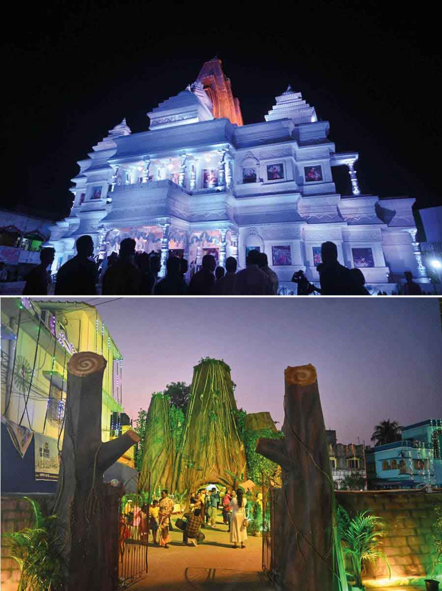 Snaps of Durga Puja theme pandals from Uttarpara and Sreerampur  