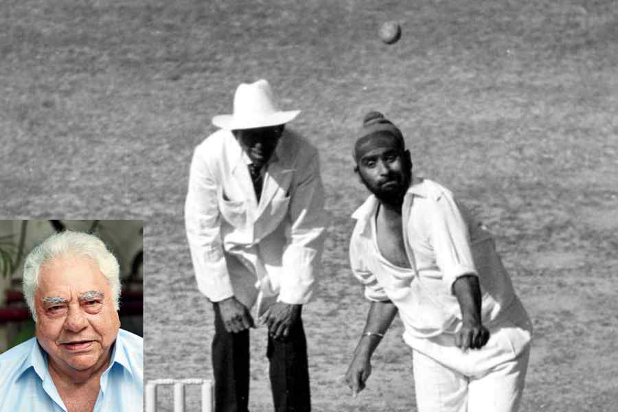 Bishan Singh Bedi in action against England.